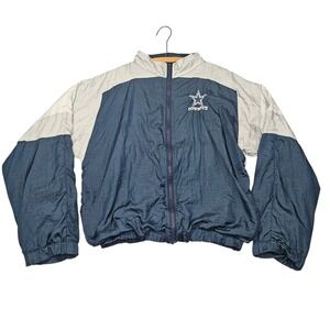 Chalk Line VTG 90s Dallas Cowboys Windbreaker Jacket Navy Silver Sz Youth XL
